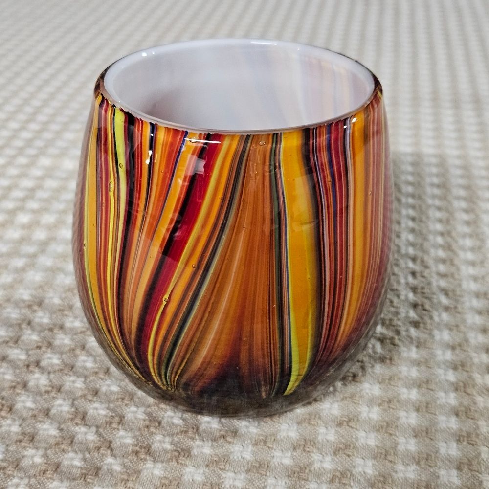 Missoni X Target 2011 Handblown Multicolor Swirl Design Art Glass Candle Votive